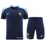Tuta da Track Francia Manica Corta Blu - Pantaloncini 24-25