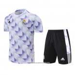 Tuta da Track Real Madrid 22-23 Manica Corta Bianco e Purpura - Pantaloncini