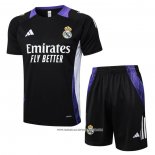 Tuta da Track Real Madrid Manica Corta Nero e Purpura - Pantaloncini Dragon 24-25