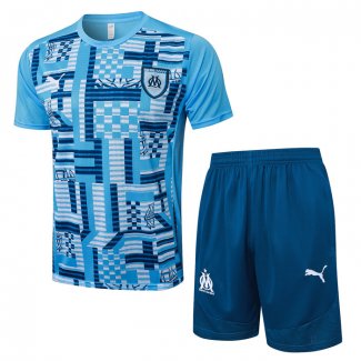 Tuta da Track Olympique Marsiglia 2024 Manica Corta Blu - Pantaloncini -2025