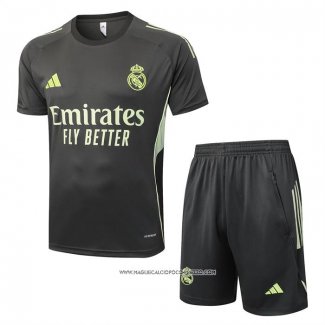 Tuta da Track Real Madrid 25/26 Manica Corta Grigio Verde - Pantaloncini