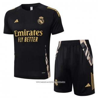Tuta da Track Real Madrid Manica Corta Nero - Pantaloncini 24-25