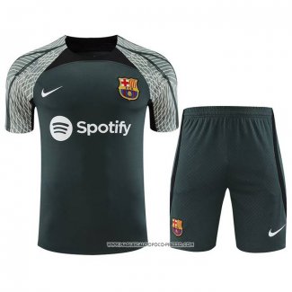 Tuta da Track Barcellona 2023-24 Manica Corta Verde - Pantaloncini