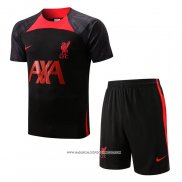 Tuta da Track Liverpool 2022-23 Manica Corta Nero - Pantaloncini