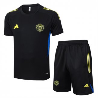 Tuta da Track Manchester United 25-26 Manica Corta Nero - Pantaloncini