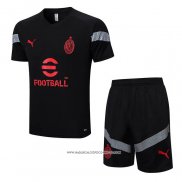 Tuta da Track Milan 22-23 Manica Corta Nero - Pantaloncini