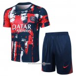 Tuta da Track Paris Saint-Germain Jordan Manica Corta Blu e Rosso - Pantaloncini 24-25