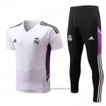 Tuta da Track Real Madrid 22/23 Manica Corta Bianco e Purpura