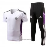 Tuta da Track Real Madrid 2022-23 Manica Corta Bianco e Purpura