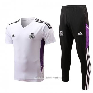 Tuta da Track Real Madrid 2022-23 Manica Corta Bianco e Purpura