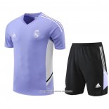 Tuta da Track Real Madrid 2022-23 Manica Corta Purpura - Pantaloncini