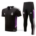 Tuta da Track Real Madrid 22-23 Manica Corta Nero e Purpura