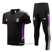 Tuta da Track Real Madrid 22-23 Manica Corta Nero e Purpura