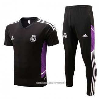 Tuta da Track Real Madrid 22-23 Manica Corta Nero e Purpura