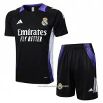 Tuta da Track Real Madrid Dragon 24/25 Manica Corta Nero e Purpura - Pantaloncini