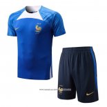 Tuta da Track Francia 22-23 Manica Corta Blu - Pantaloncini