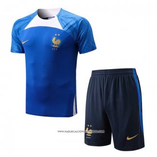 Tuta da Track Francia 22/23 Manica Corta Blu - Pantaloncini