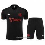 Tuta da Track Manchester United 23/24 Manica Corta Nero - Pantaloncini