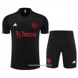 Tuta da Track Manchester United 23/24 Manica Corta Nero - Pantaloncini