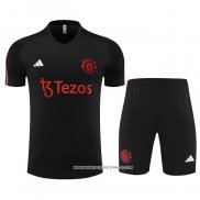 Tuta da Track Manchester United 23-24 Manica Corta Nero - Pantaloncini