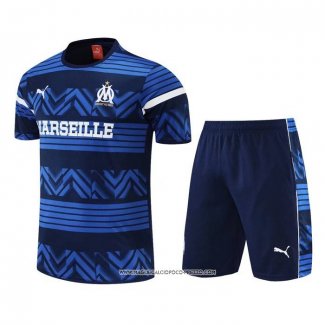 Tuta da Track Olympique Marsiglia 22-23 Manica Corta Blu - Pantaloncini