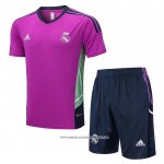 Tuta da Track Real Madrid 2022-2023 Manica Corta Purpura - Pantaloncini