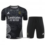 Tuta da Track Real Madrid Manica Corta Nero - Pantaloncini Dragon 24-25