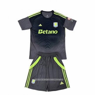 Maglia Aston Villa Portiere 25/26 Bambino Nero