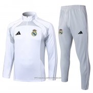Tuta da Track Felpa Real Madrid 25/26 Bianco Grigio
