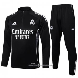 Tuta da Track Felpa Real Madrid Nero 25-26