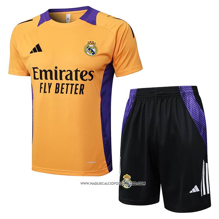 Tuta da Track Real Madrid 2024 Manica Corta Giallo - Pantaloncini -25